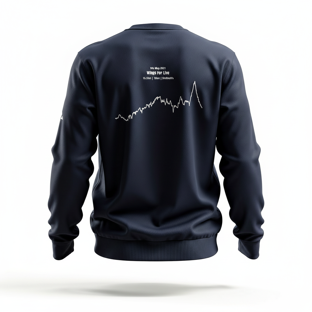 Black sweatshirt with a white custom Strava route print art on the back against a white background