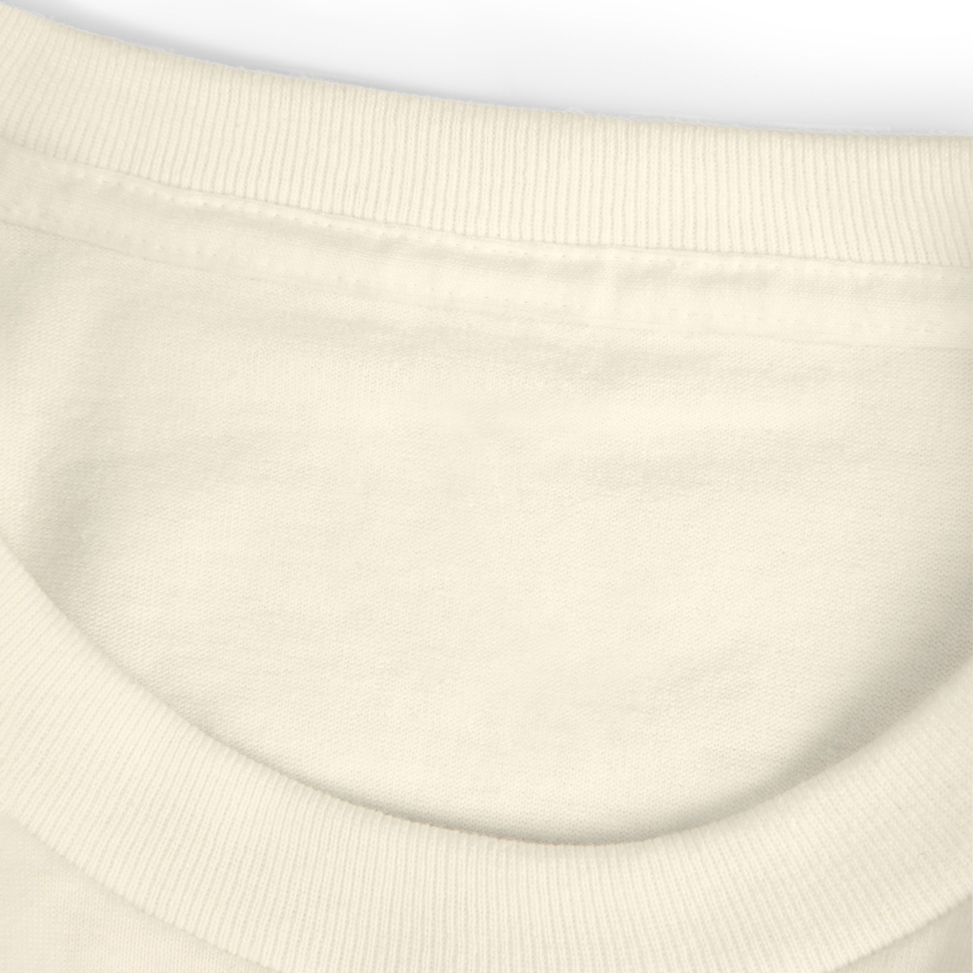 Close-up of a beige sweater with ribbed texture